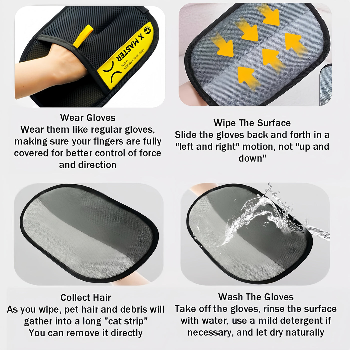 [SILVER] ElectroClean Pet Hair Removal Glove – Reusable & Eco-Friendly Cleaning Tool